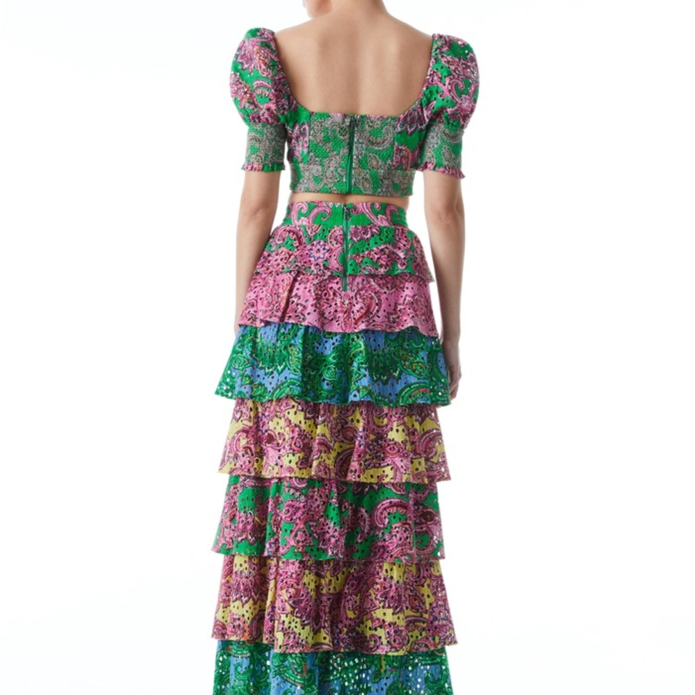 Alice and Olivia Crawford lace up smocked top and Jia ruffled tiered skirt - Picture 6 of 11